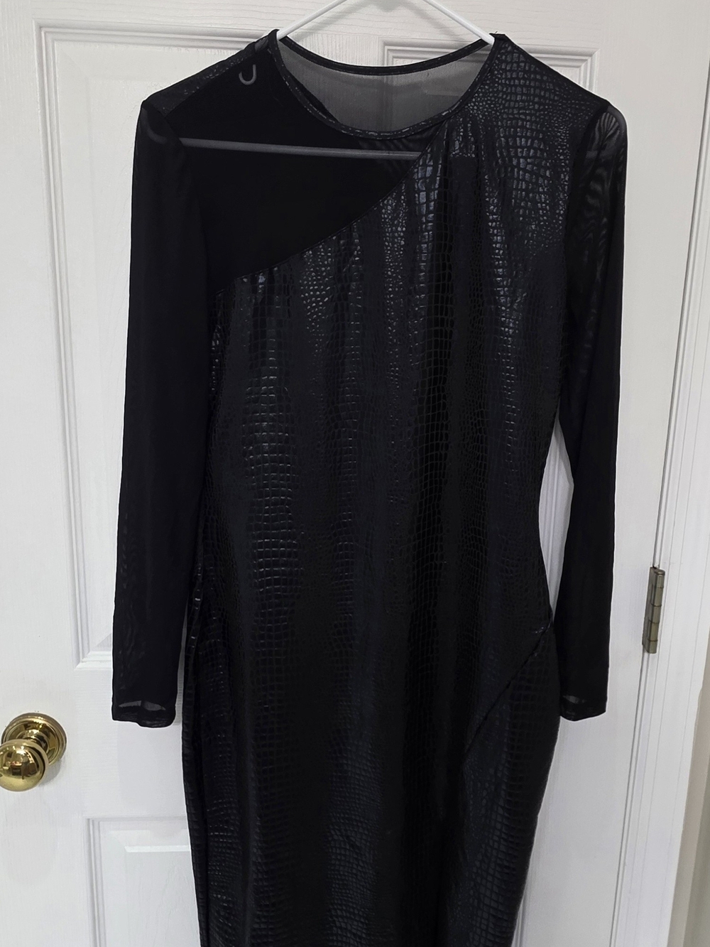 SHEIN Black Asymmetrical Long Sleeve Textured Dress